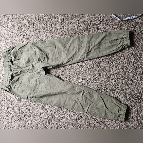 READYMADE Army green Khaki Red stripe clips on sides track pants joggers S-M - Picture 10 of 11